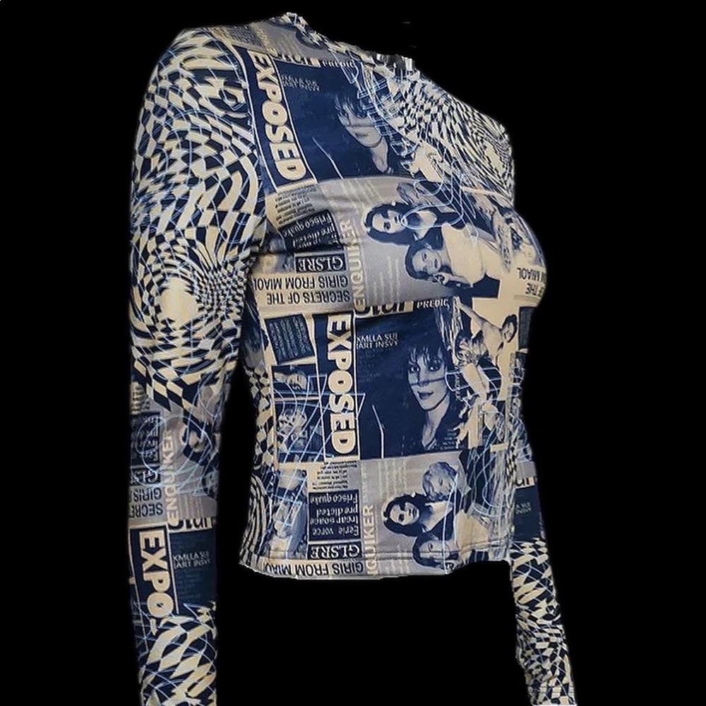 Collage print punk top